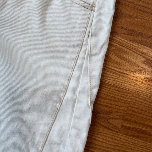 Free People We The Free Cream Cropped Barrel Jeans Raw Hem Mid Rise Size 24 - Picture 9 of 10